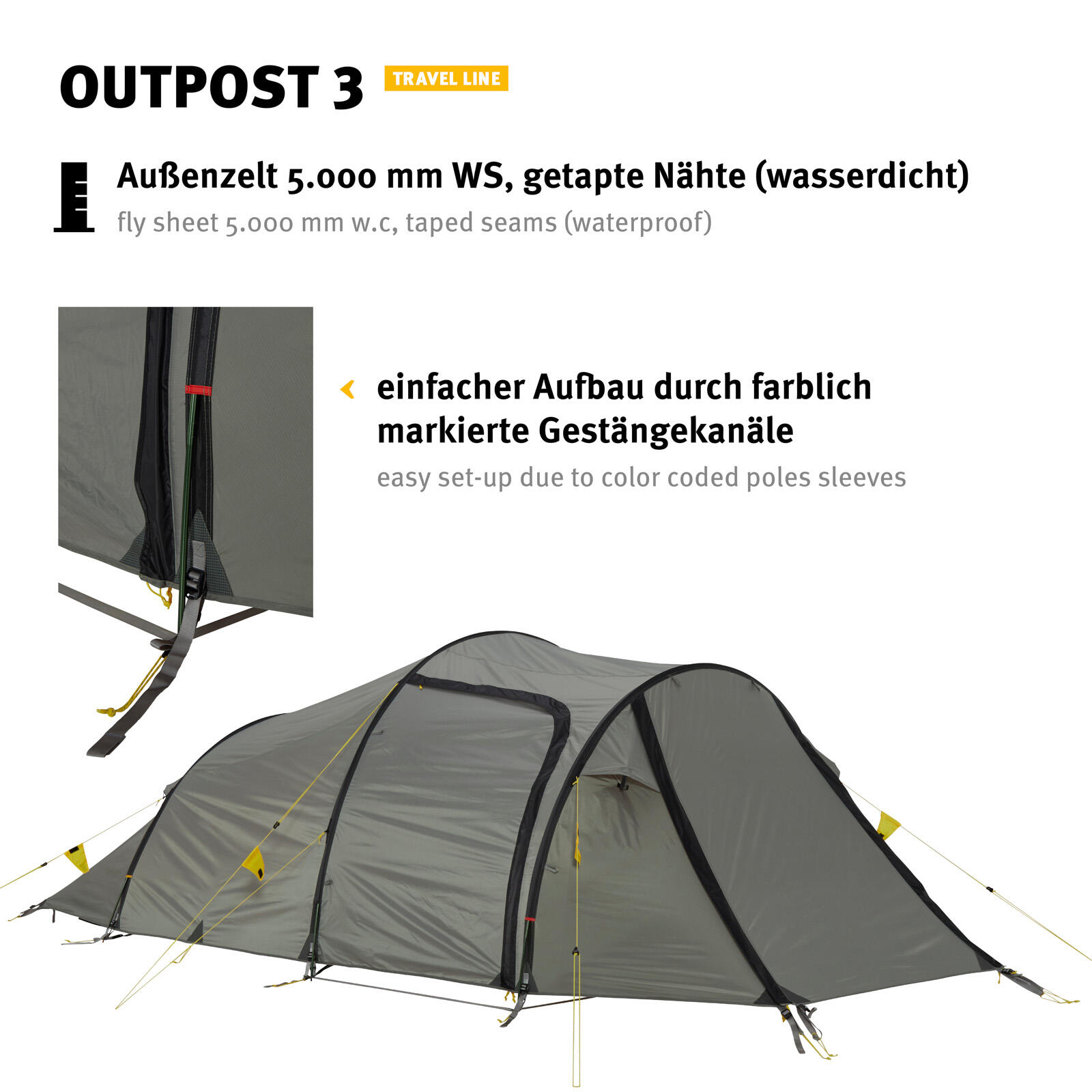 Tunnelzelt Outpost 3 Personen Camping Bike Fahrrad Familien Zelt 4,1 kg 5/7
