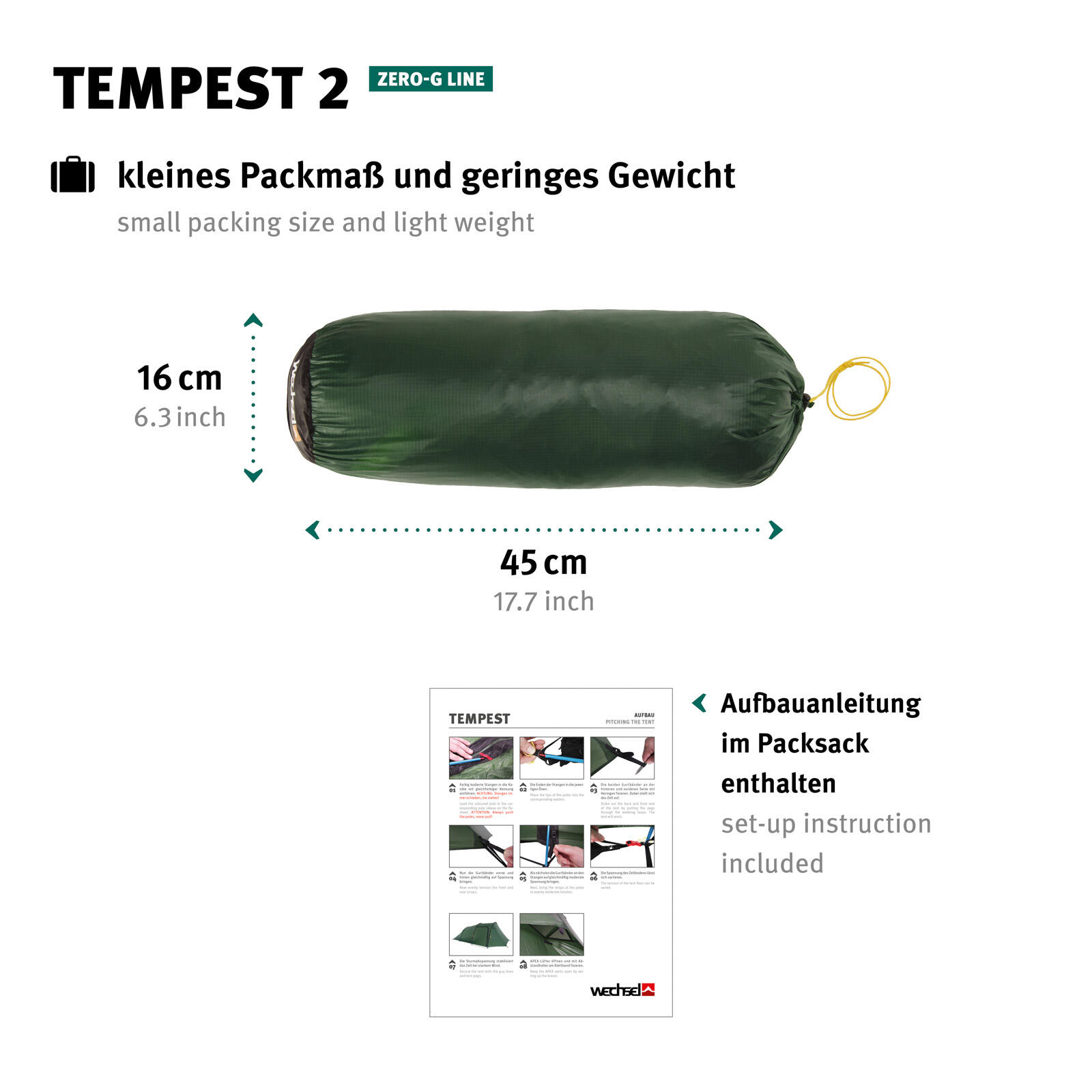 Trekkingzelt Tempest 2 Personen Tunnel Camping Fahrrad Biwak Zelt 2,19kg 4/7
