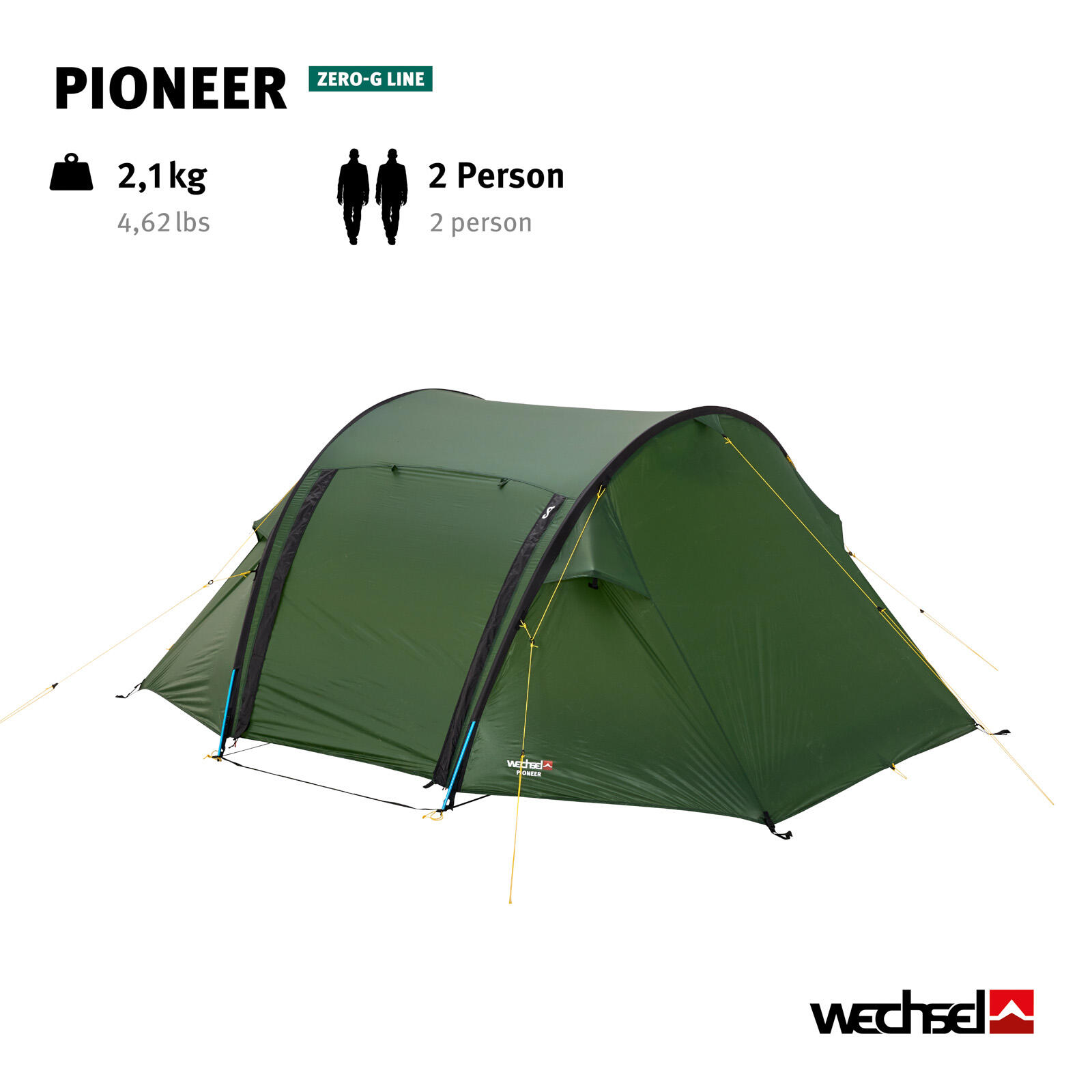 Trekkingzelt Pioneer 2 Personen Tunnel Camping Fahrrad Biwak Zelt 2,1kg 3/7