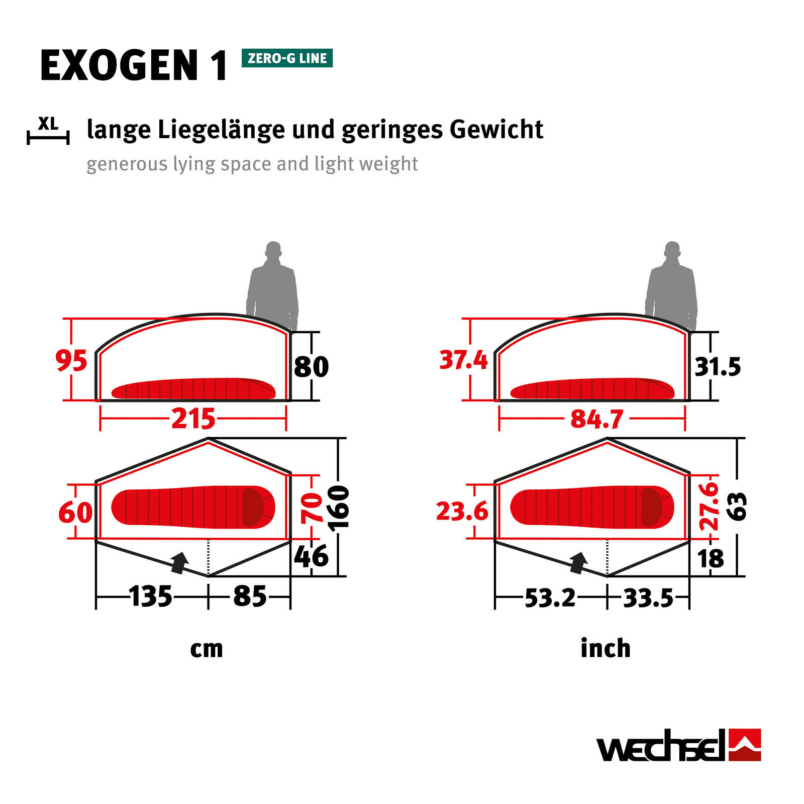 Trekkingzelt Exogen 1 Personen Geodät Camping Fahrrad Biwak Zelt 1,48 kg 2/7