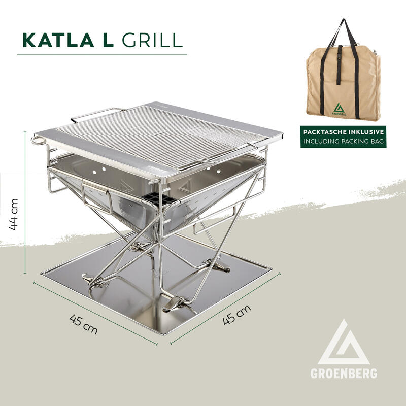 Camping Grill Katla L Barbecue pliant Bois Charbon Pliable Outdoor Acier