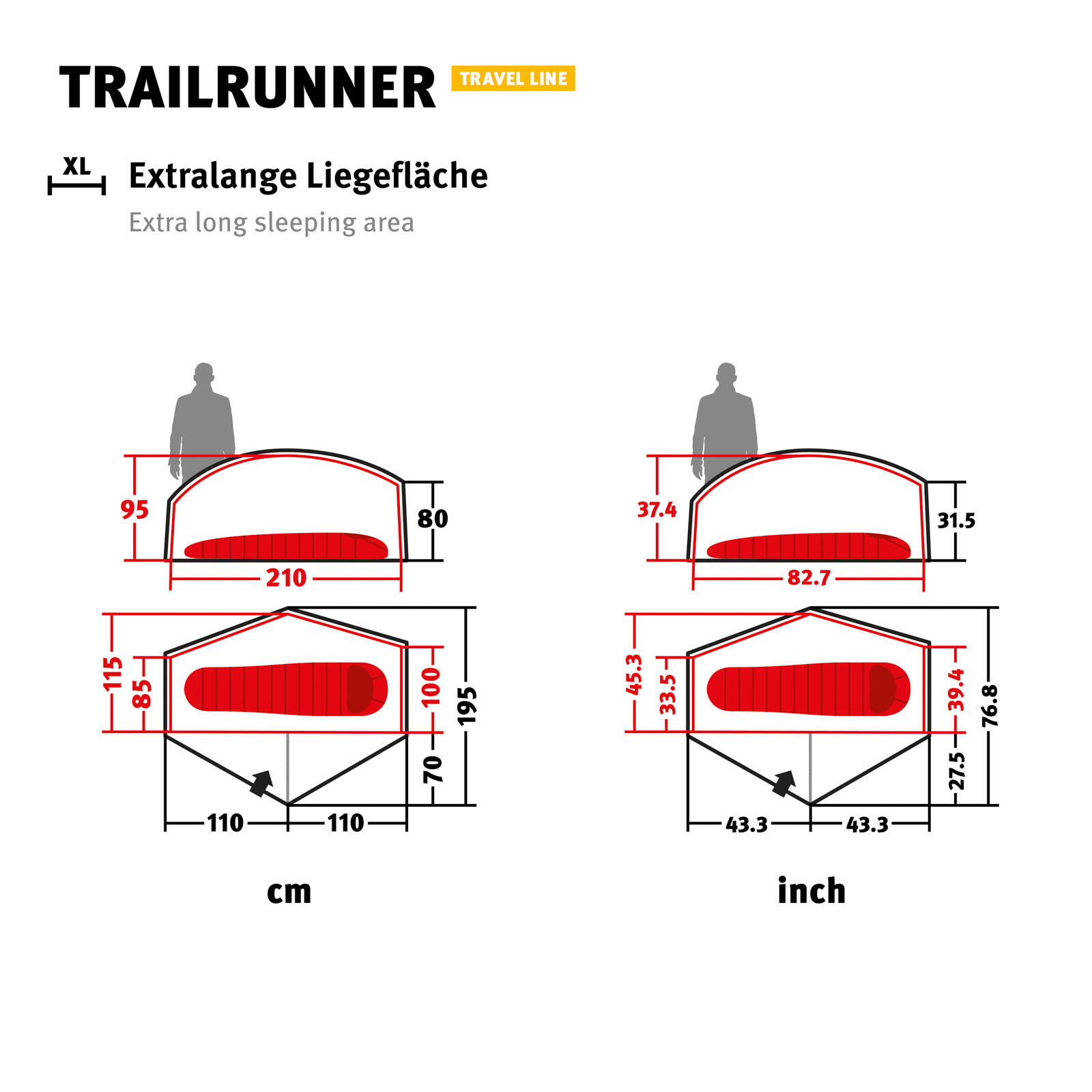 Trekkingzelt Trailrunner 1-2 Personen Camping Fahrrad Zelt Biwak 2,18 kg 2/7