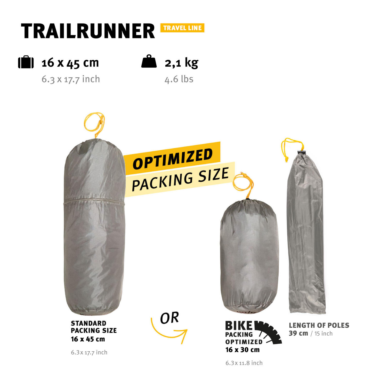 Trekkingzelt Trailrunner 1-2 Personen Camping Fahrrad Zelt Biwak 2,18 kg 3/7