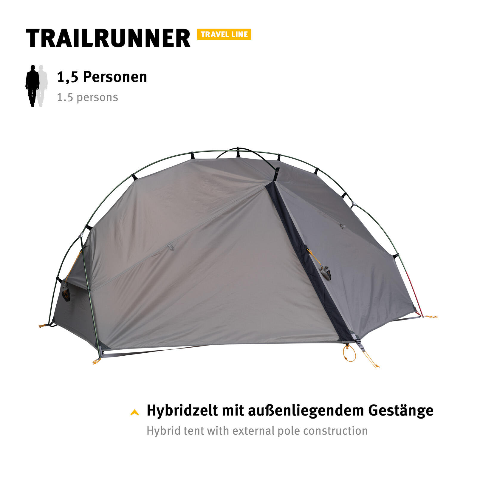 Trekkingzelt Trailrunner 1-2 Personen Camping Fahrrad Zelt Biwak 2,18 kg 4/7