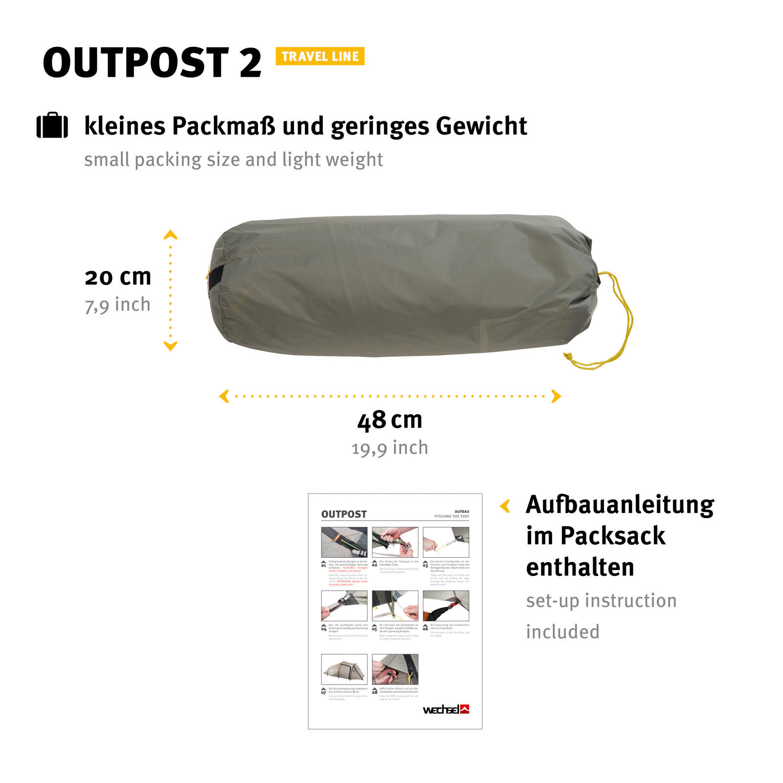 Trekkingzelt Outpost 2 Personen Camping Fahrrad Tunnel Zelt Biwak 3,3 kg 3/7