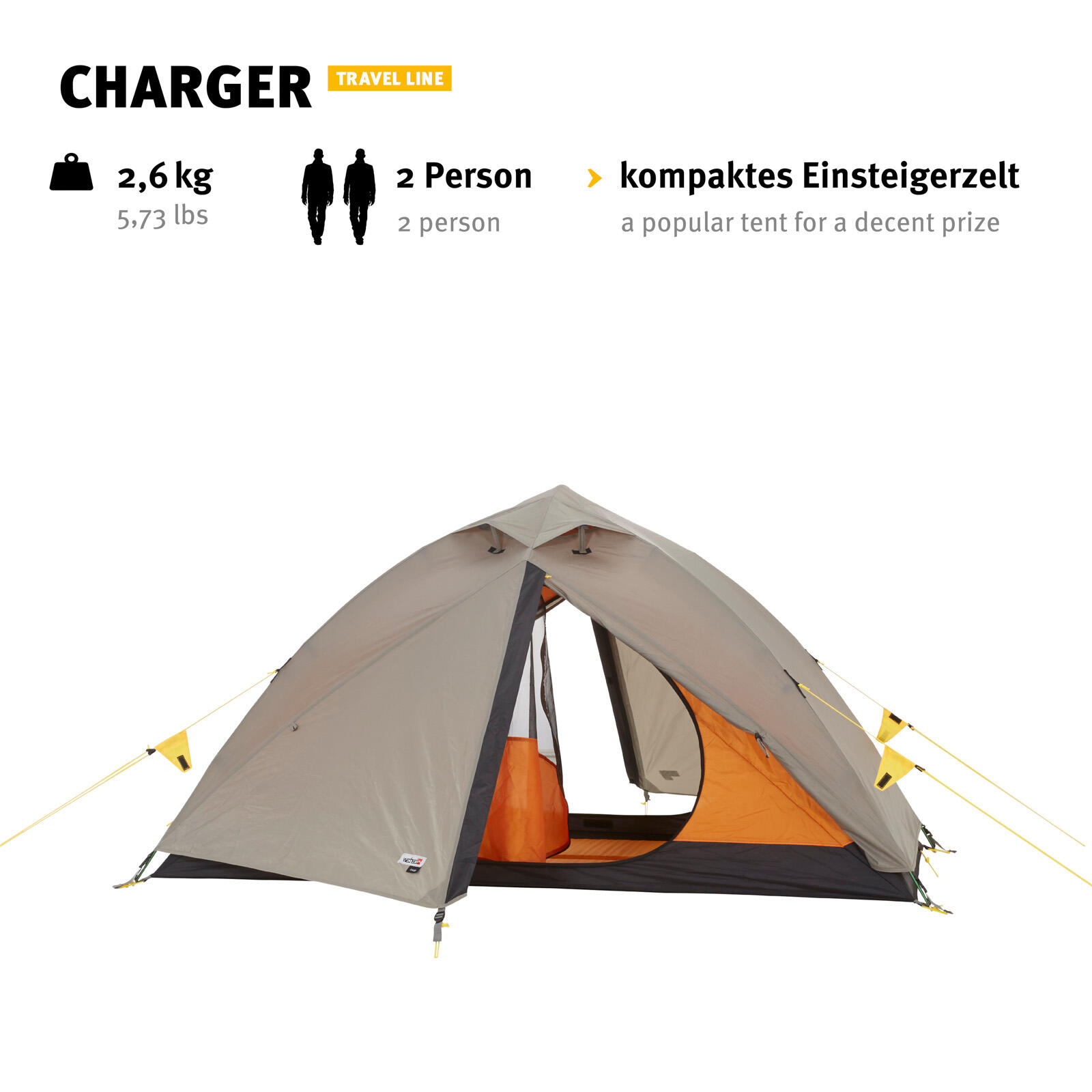 Trekkingzelt Charger 2 Personen Camping Fahrrad Geodät Zelt Biwak 2,6 kg 4/7
