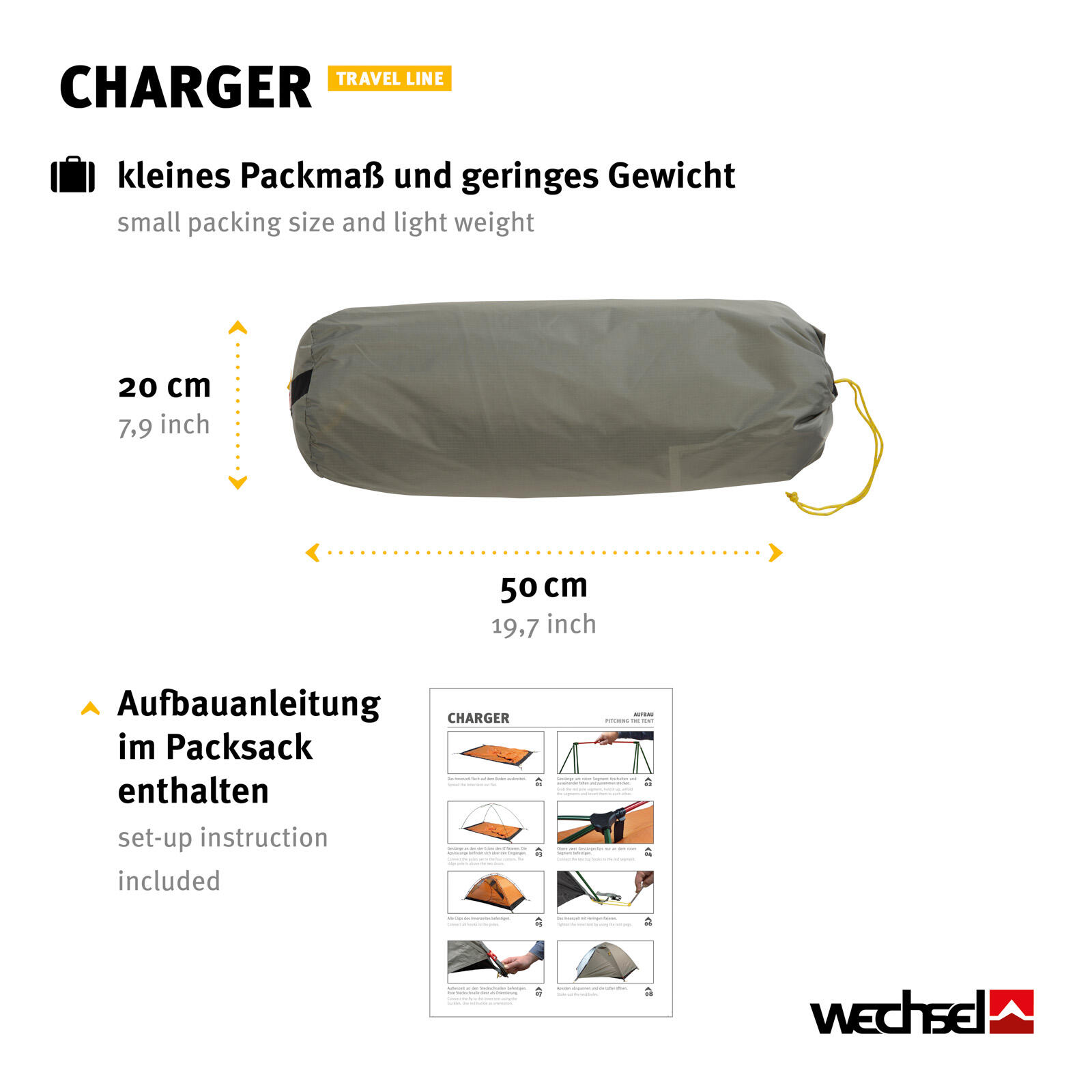 Trekkingzelt Charger 2 Personen Camping Fahrrad Geodät Zelt Biwak 2,6 kg 3/7