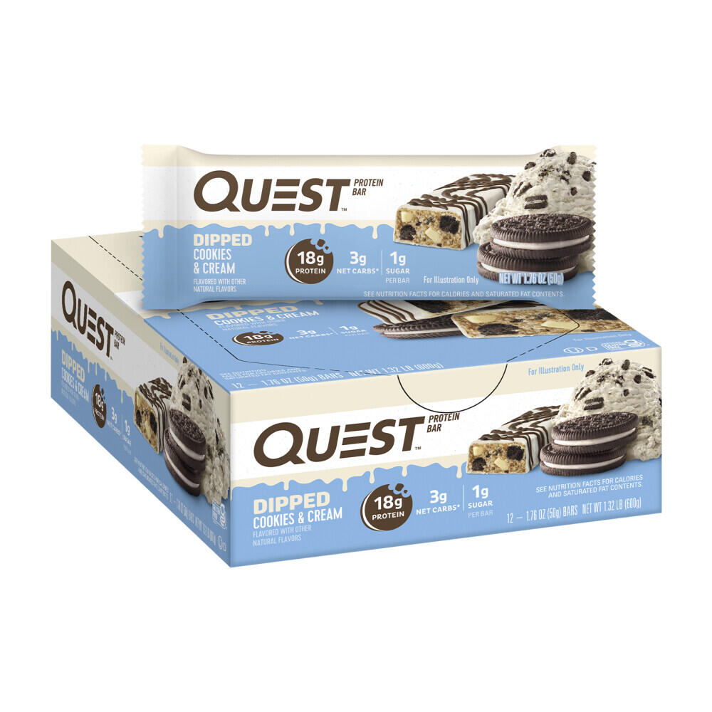 QUEST NUTRITION Quest Nutrition Quest Bars Dipped (12x50g) Cookies & Cream - Repen - Eiwit Repen
