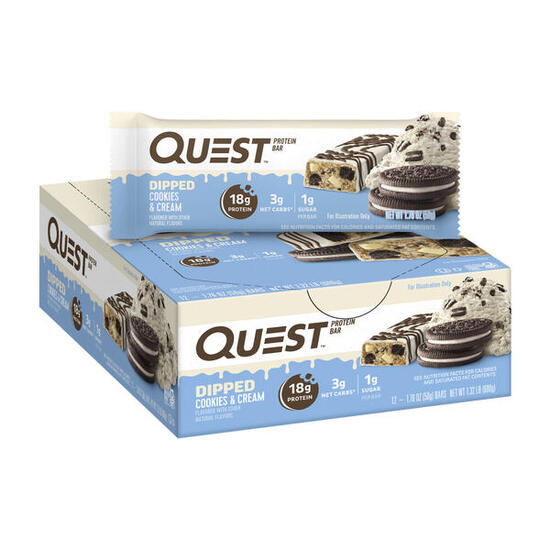 Barres protéinées - Quest Bar - Biscuits et Crème Trempés Boite de 12