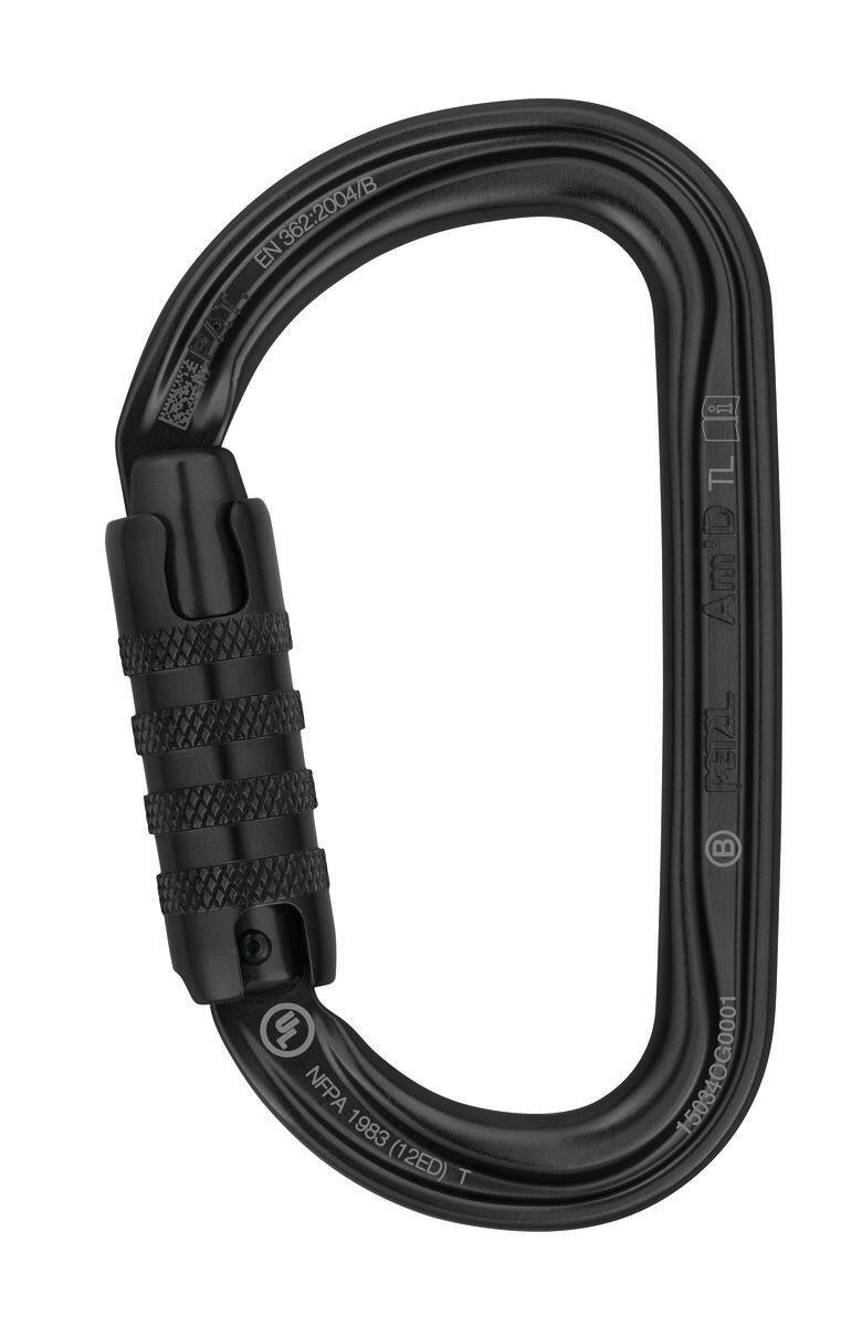 Mousqueton Petzl AmD Ball‑Lock aluminium profil H D asymétrique 27 kN 75 g 1/4