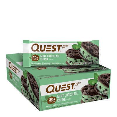 Quest nutrition quest bars (12x60g) mint chocolate chunk - repen - eiwit repen
