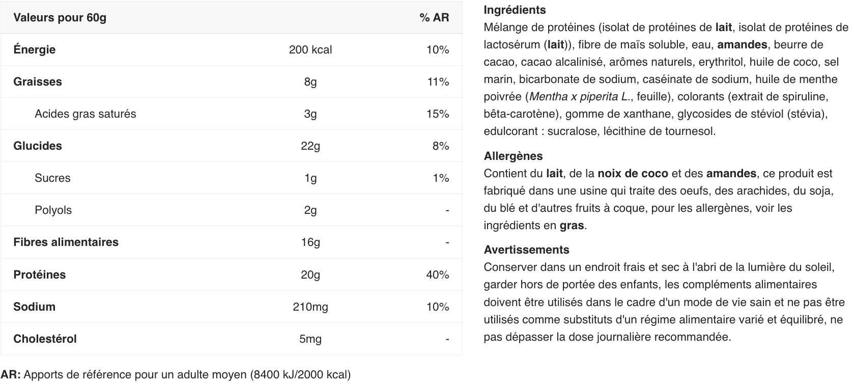 Barres protéinées - Quest Bar - Morceaux de Chocolat à la Menthe Boite de 12 2/7