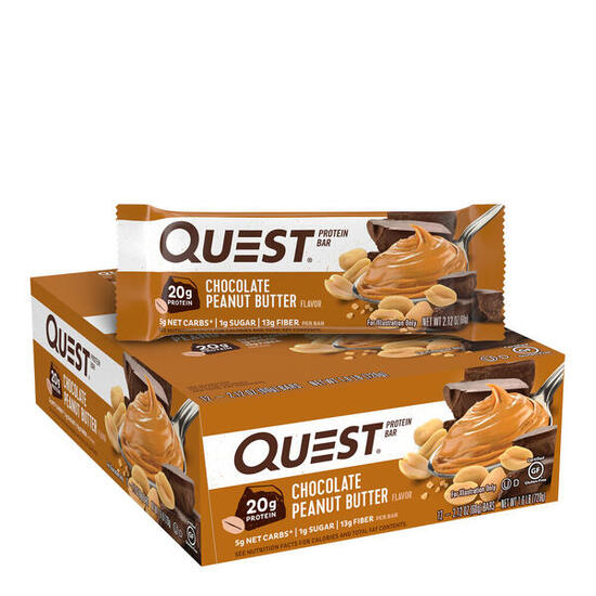 Barres protéinées - Quest Bar - Beurre de Cacahuète et Chocolat Boite de 12