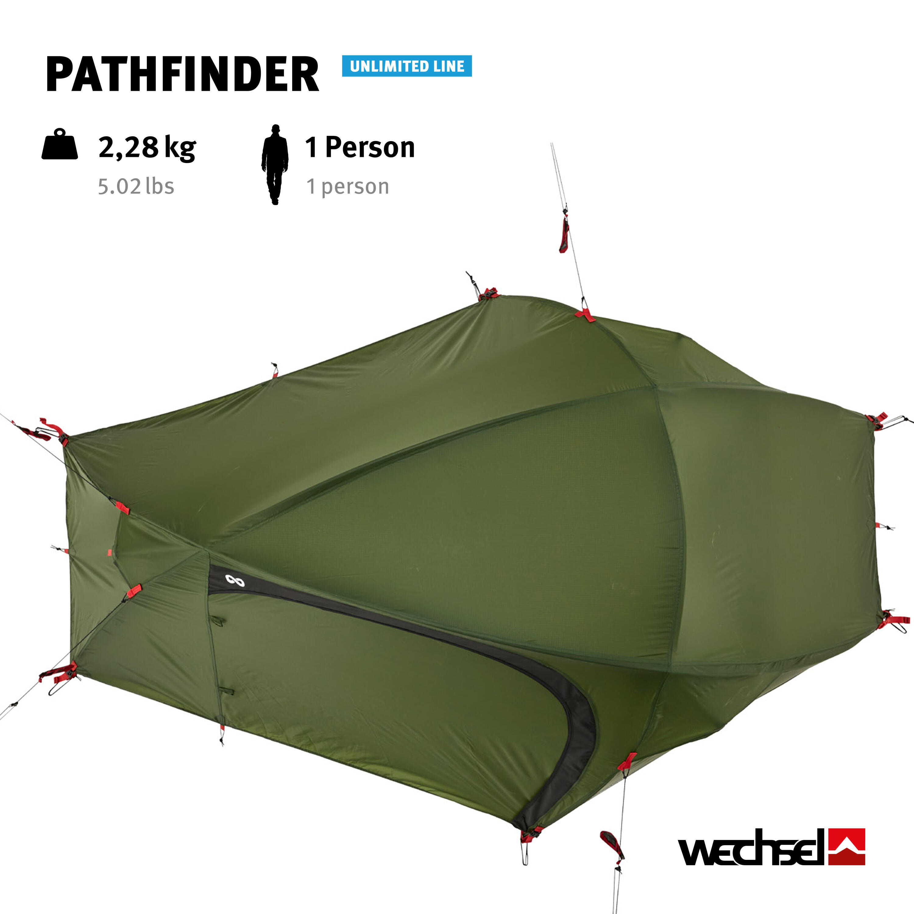 Trekkingzelt Pathfinder 1 Personen Geodät Camping Fahrrad Zelt 2,3kg 3/7