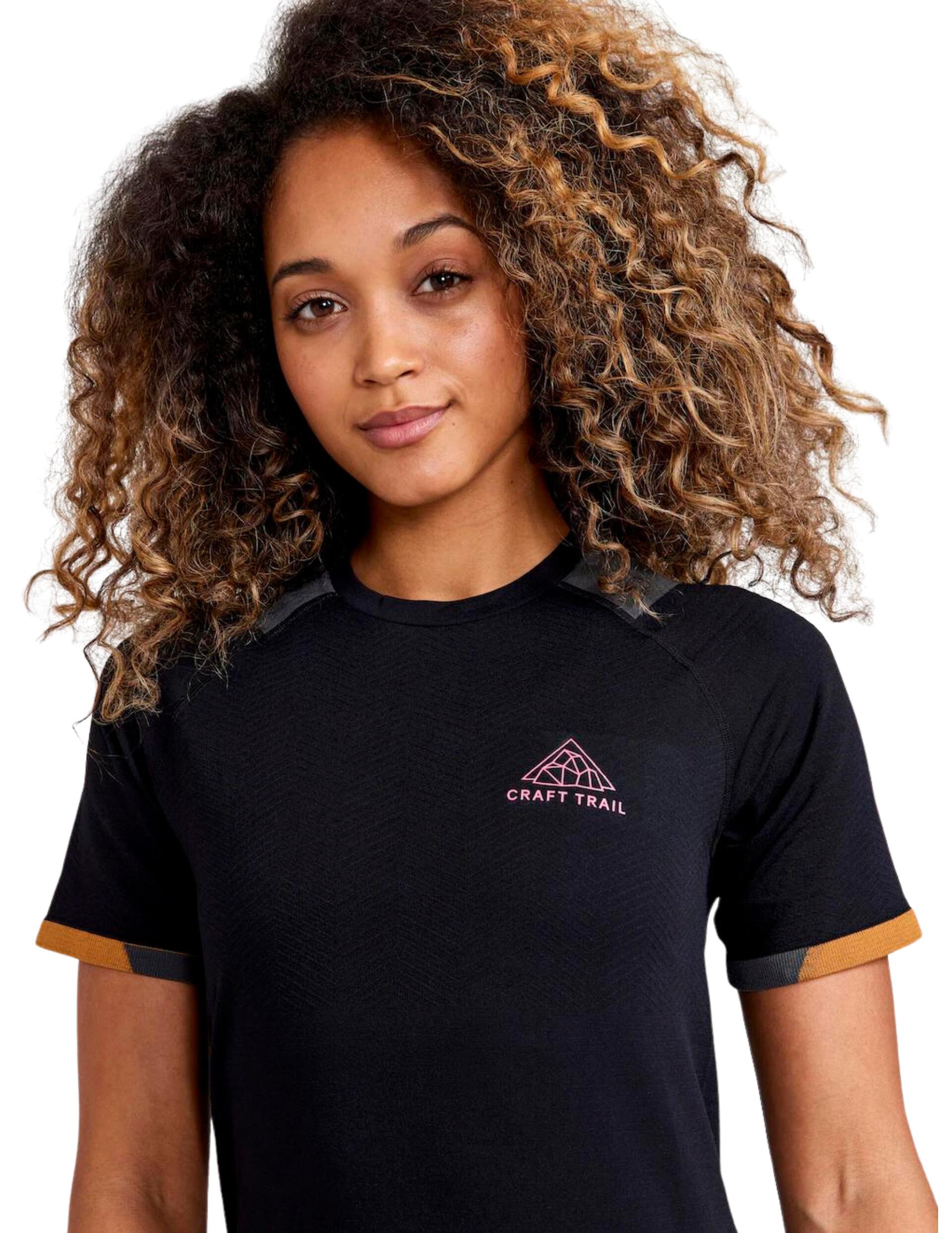 T-Shirt Running Craft Pro Trail Noir/Orange Femme 4/4