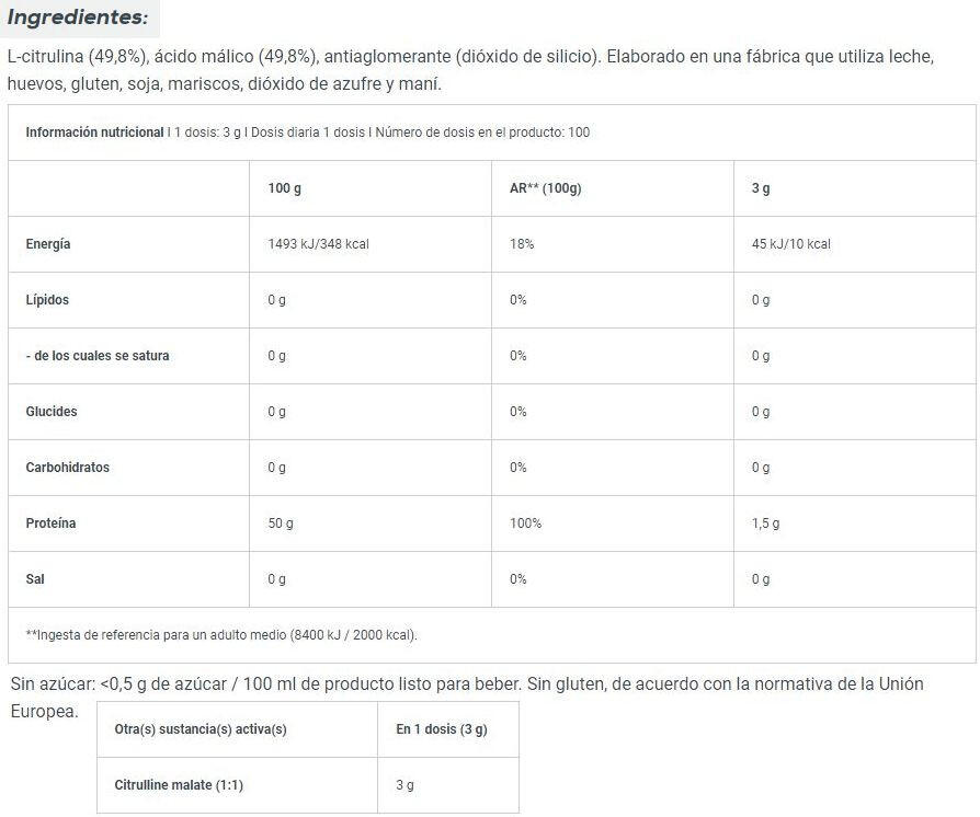 Citrulline Malate - Pomme Verte 5/6