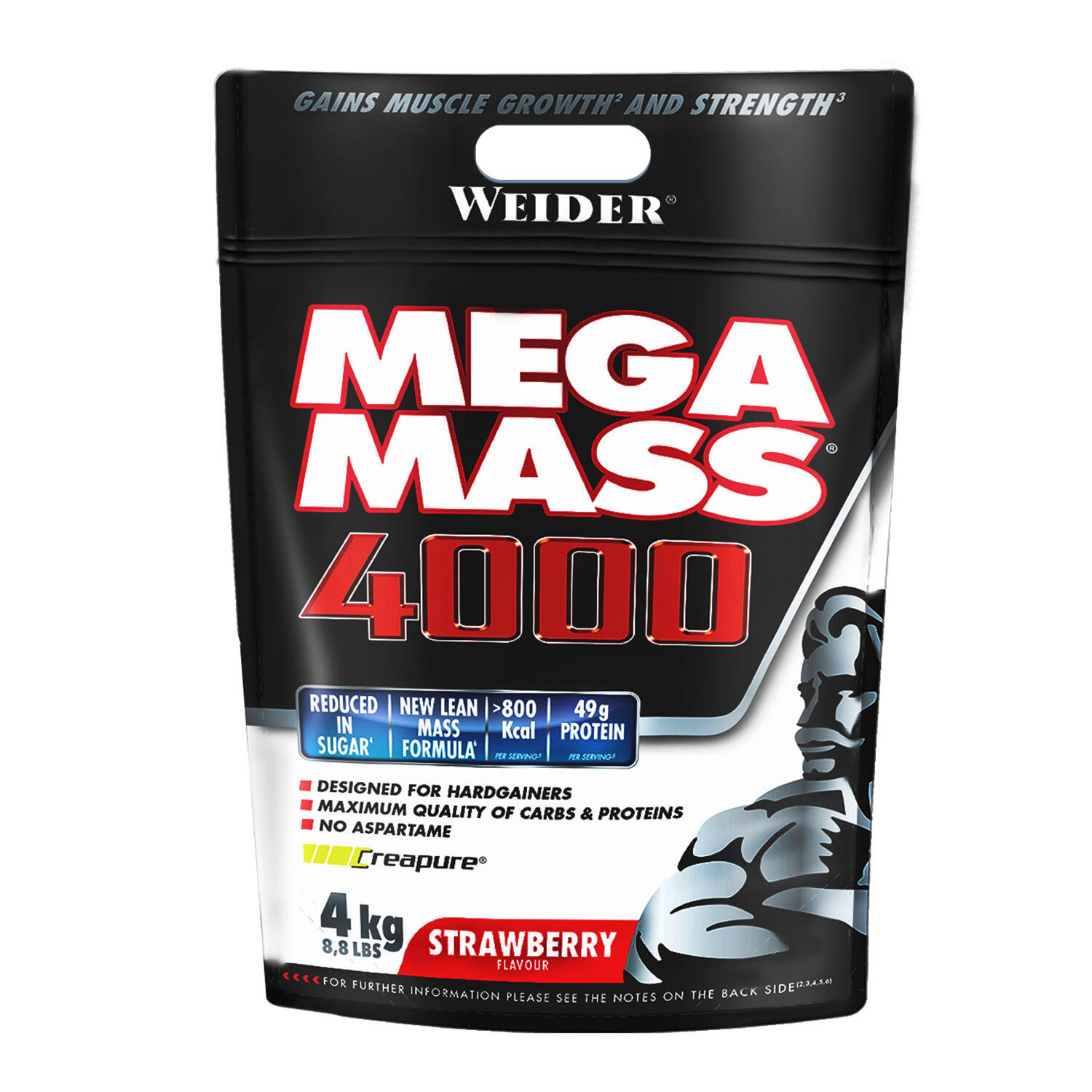 WEIDER Mega Mass 4000, Morango, 4kg