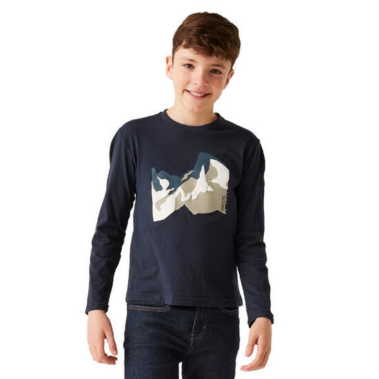 Tshirt Manches Longues Motif/style Montagne WENBIE Enfant (Bleu Marine)