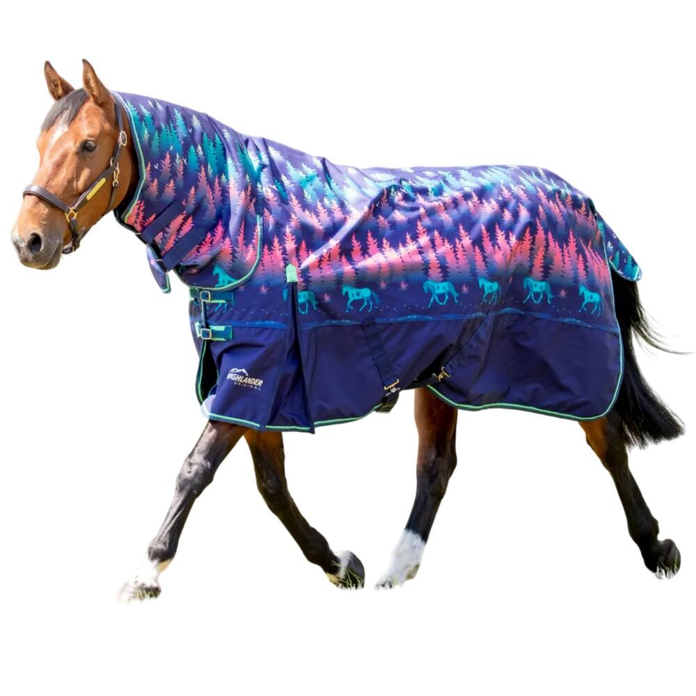 Highlander Original 200 Combo Neck Horse Turnout Rug (Blue Navy Forest) 1/1