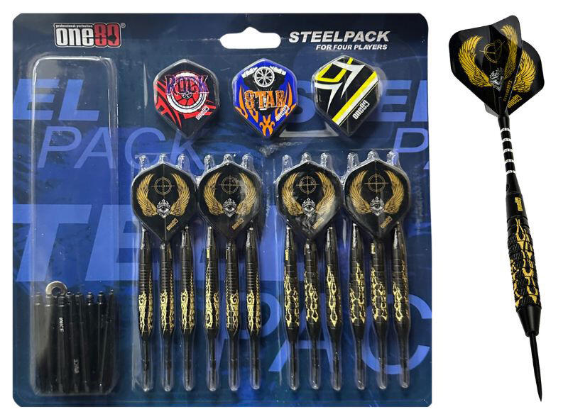 One80 Darts Lazer Brass 18G - 4 Sets Plus Flights And Shafts