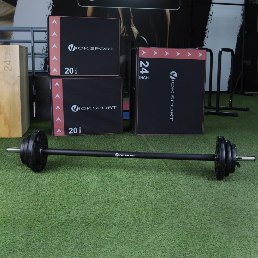 KIT DE BARRA Y DISCOS DE MUSCULACION 30MM DE CAUCHO 20kg 3/3
