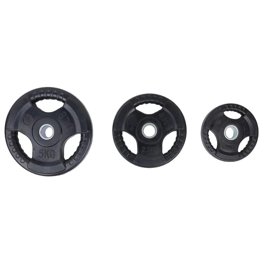 KIT DE BARRA Y DISCOS DE MUSCULACION 30MM DE CAUCHO 20kg 2/3