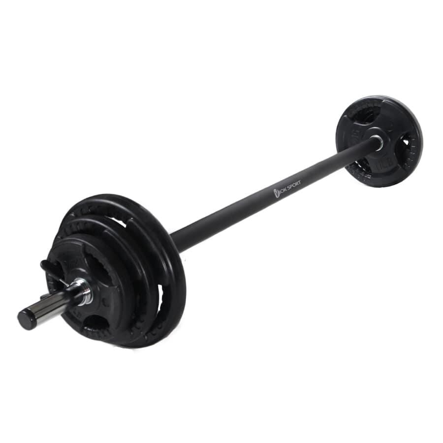 KIT DE BARRA Y DISCOS DE MUSCULACION 30MM DE CAUCHO 20kg 1/3