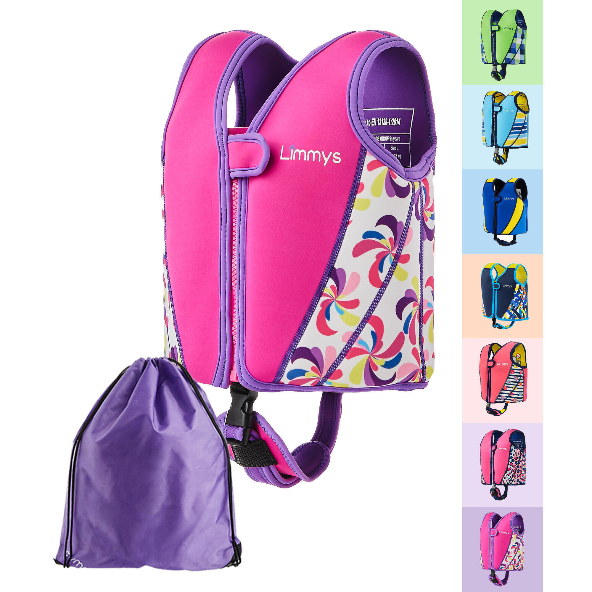 Colete de natação infantil de neoprene premium com bolsa com cordão
