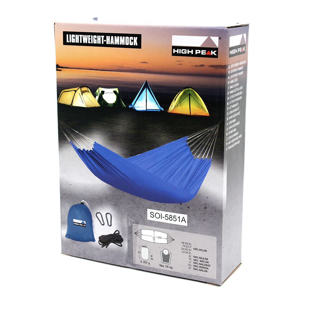 Amaca High Peak 220x140 cm in nylon leggero blu 3/4