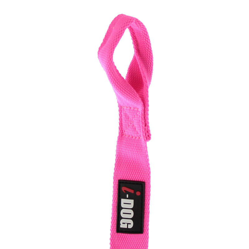 Longe de tranction ONE pour chien canicross jogging rose, mousqueton noir
