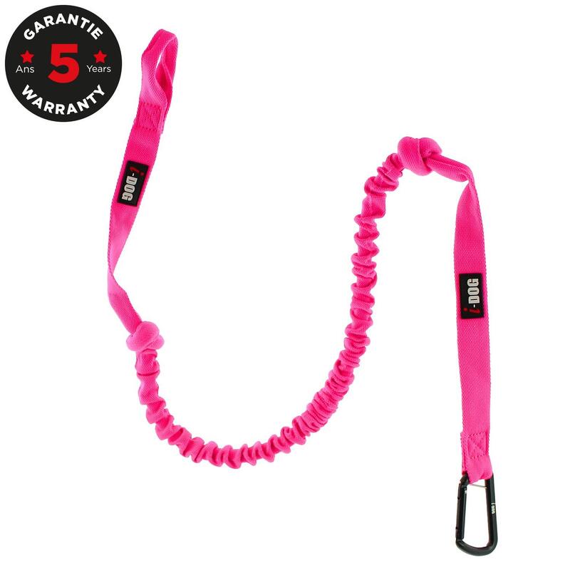 Longe de tranction ONE pour chien canicross jogging rose, mousqueton noir