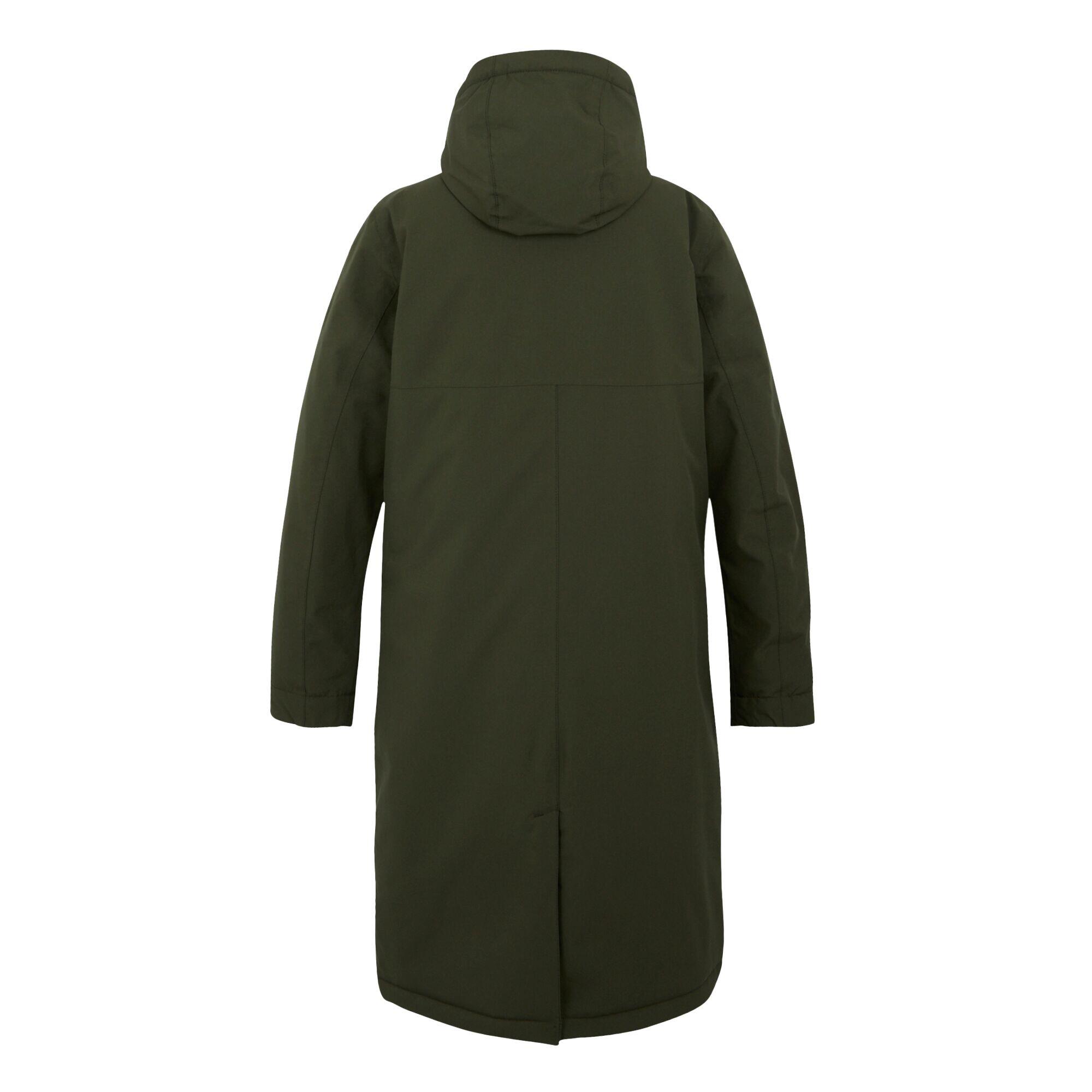 Dames Yarli Longline Waterdichte Jas (Donkere kaki/zwart) 2/5