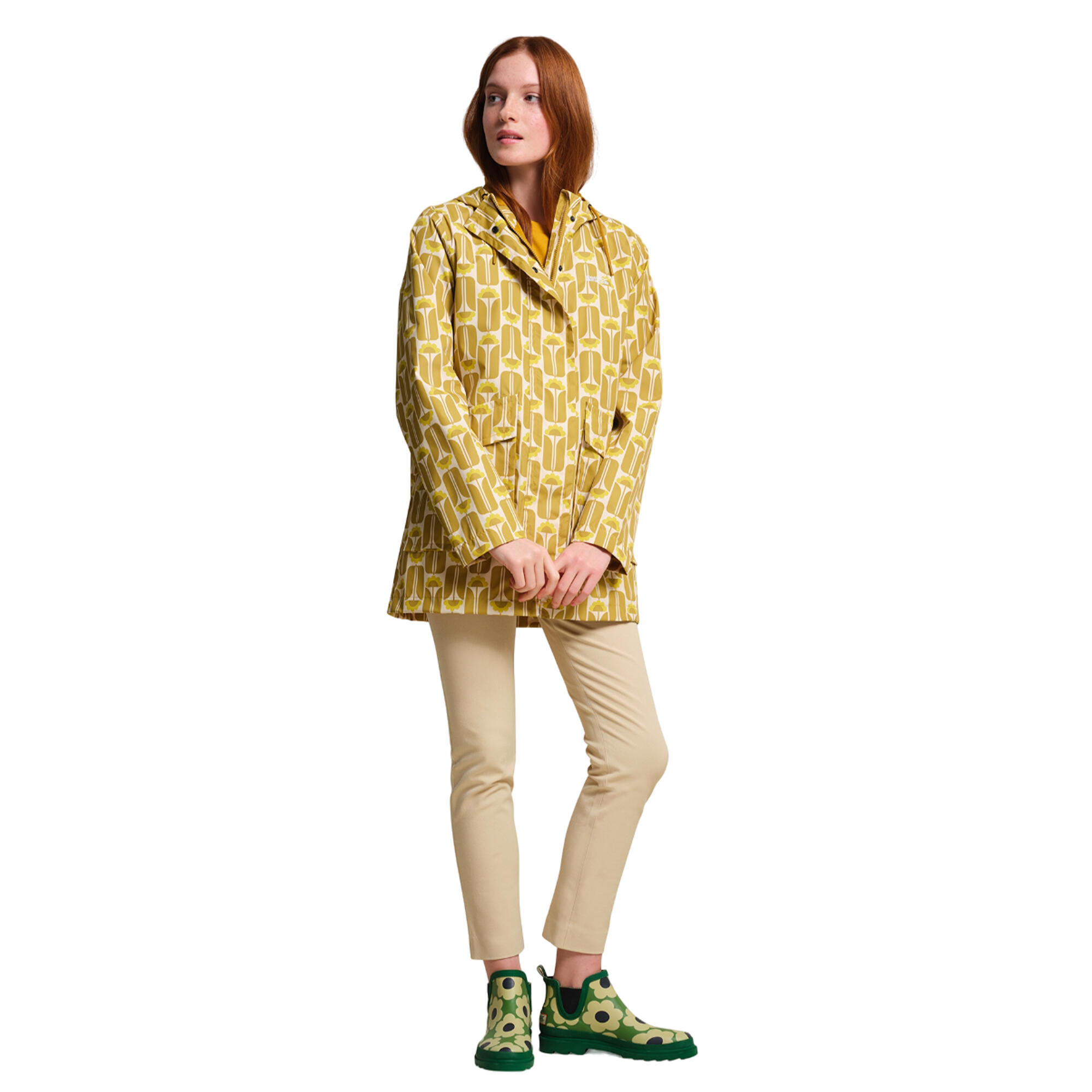 Dames Orla Kiely Swing II Tall Bloemen Waterdichte Jas (Geel) 4/5