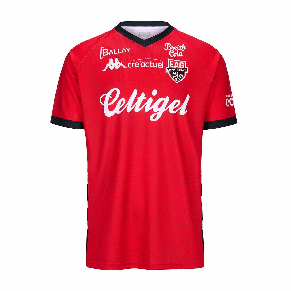Kappa - Maillot Guillo Kombat Home Homme Ea Guingamp 24/25 - Maillot Manches Courtes - Noir|rouge - S - Decathlon