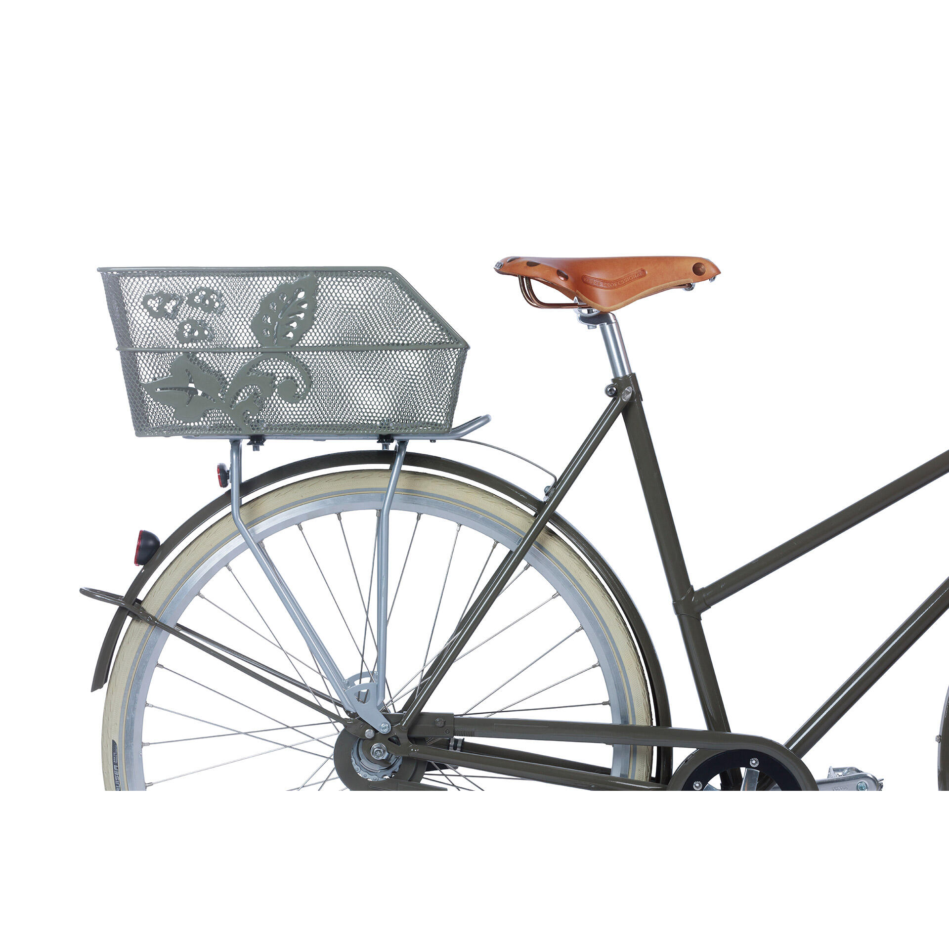 Fietsmand Cento FM Flower met vaste montage 38 x 24 x 11cm  - olijfgroen 4/6