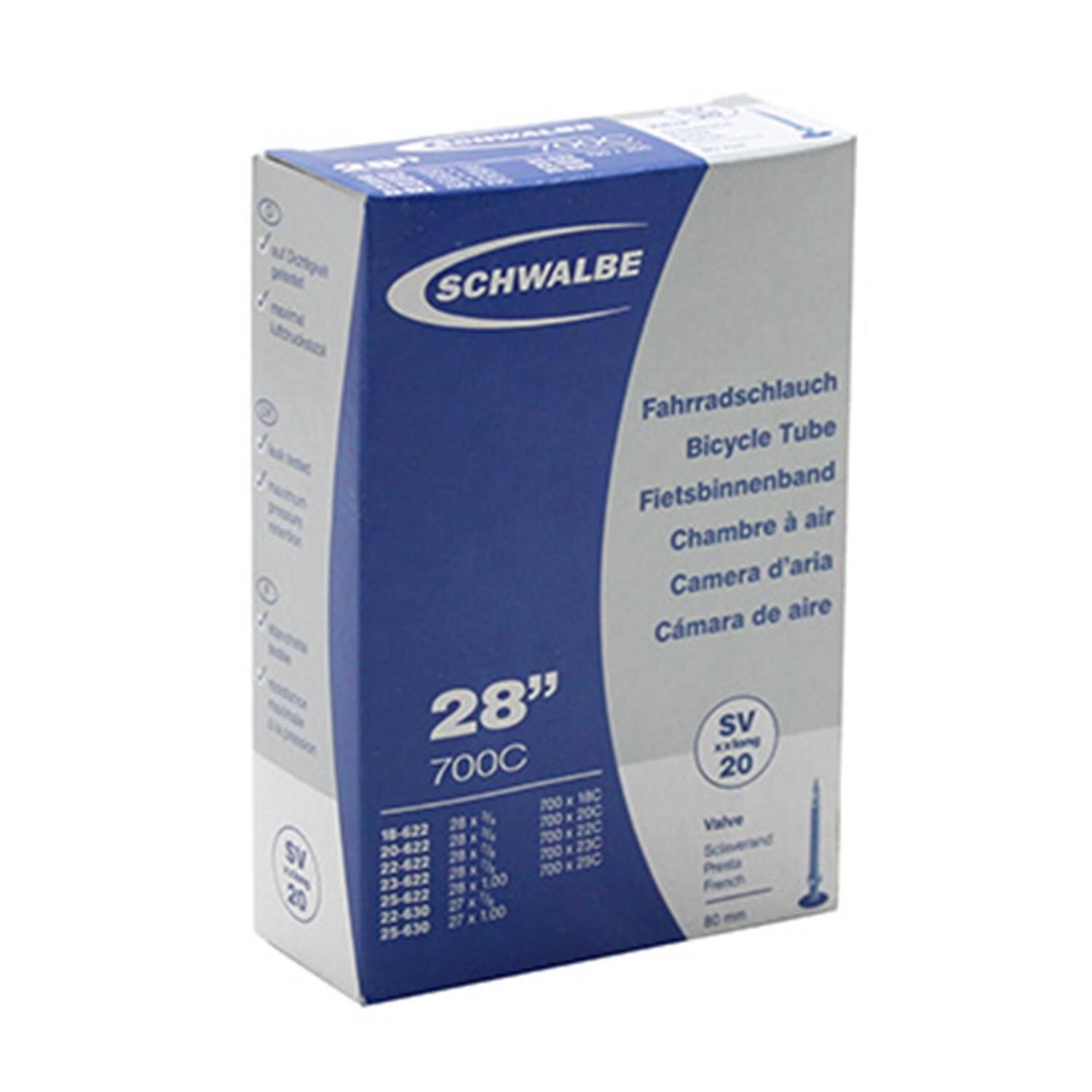 CHAMBRE A AIR VELO 700 x 18-25 SCHWALBE VALVE PRESTA TOUT ALU 80mm (SV20) 2/7