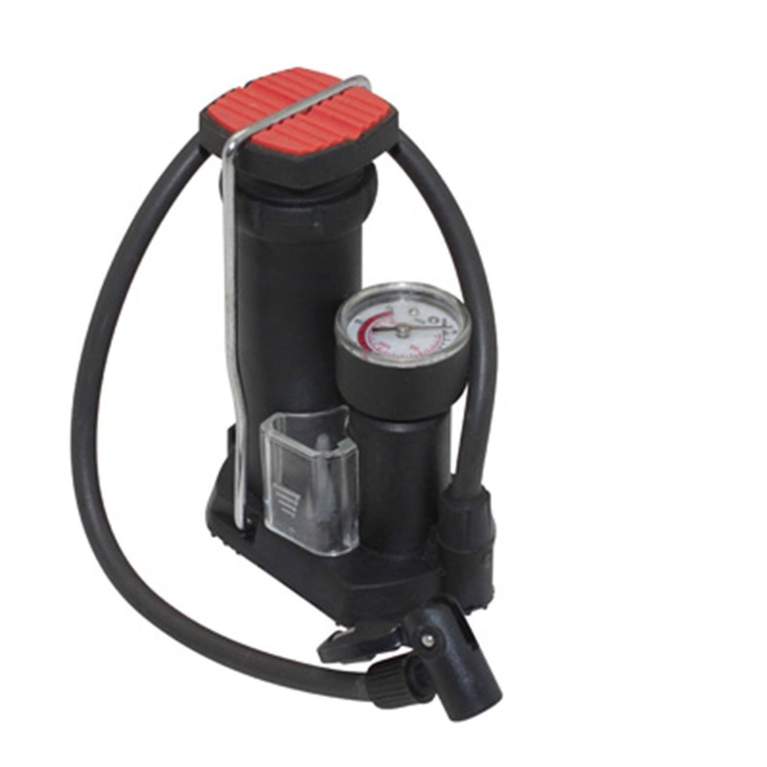 Opvouwbare Plastic Hogedruk Voetpomp - 12 bar Drukmeter en Dubbele Aansluiting + 1/1