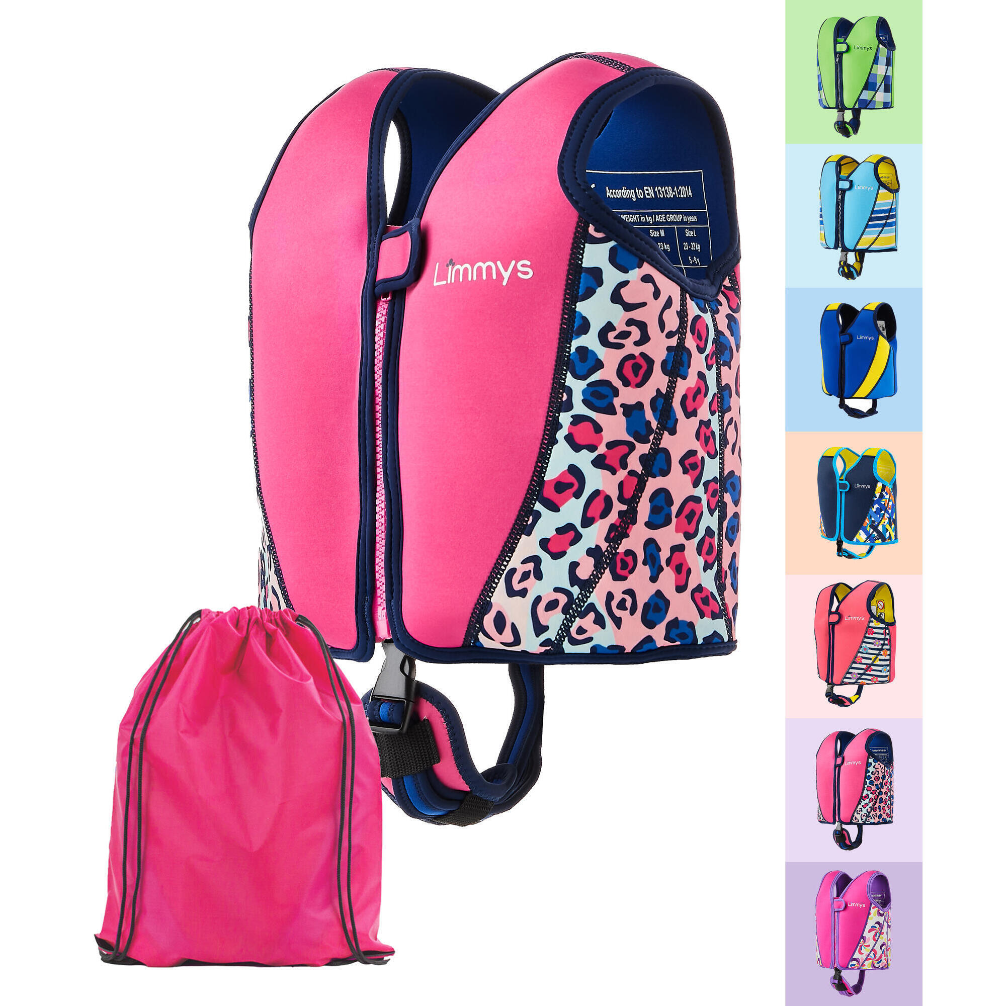 Limmys - Gilet De Natation D'Entraînement En Néoprène Pour Enfants Avec Sac À Cordon - Gilet De Natation - Rose - Moyen - Decathlon