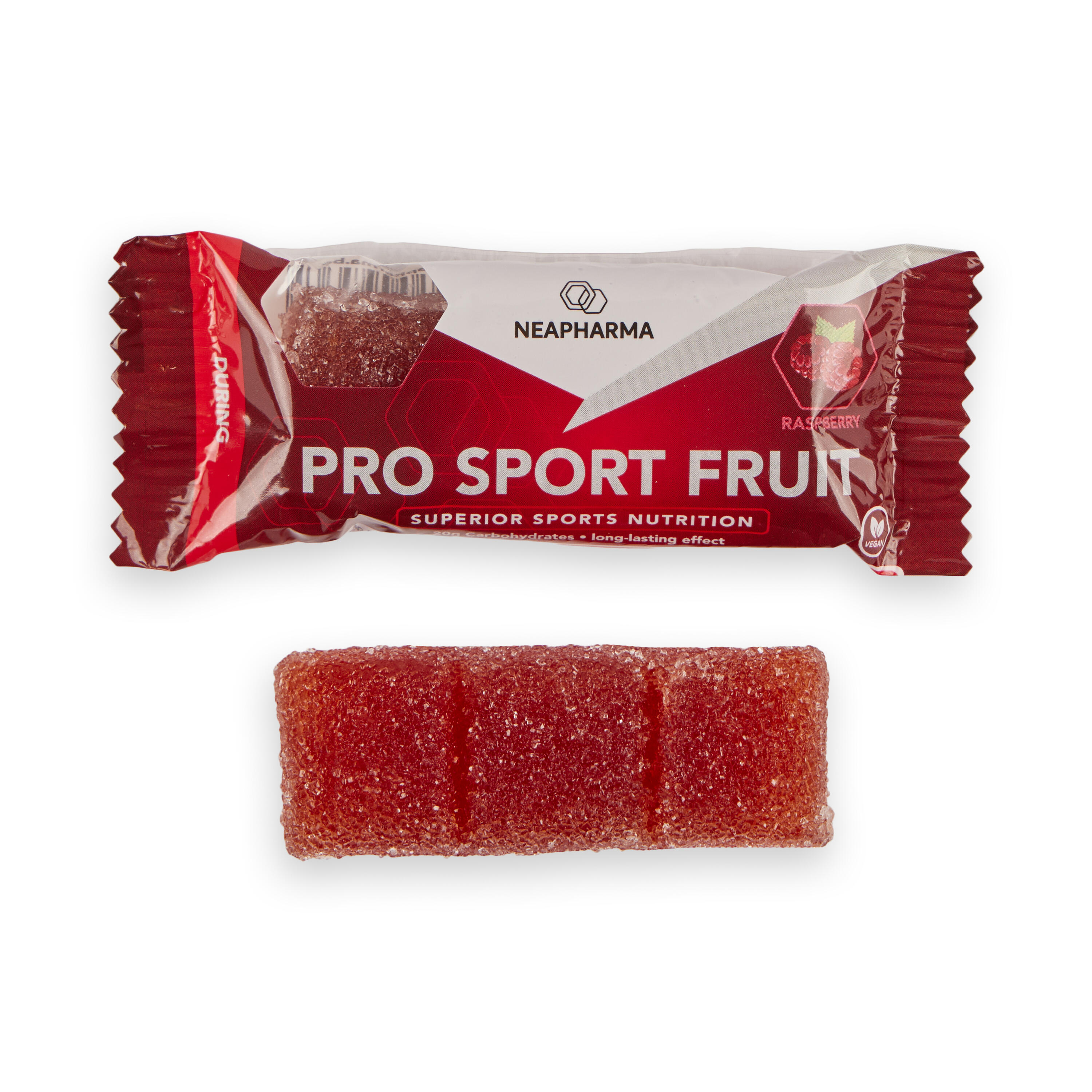 NEAPHARMA 12 Sport Fruit energy chew framboos • langdurige isomaltulose werking