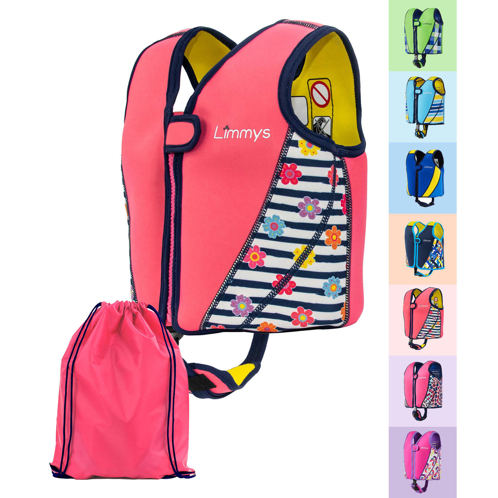 Limmys - Gilet De Natation D'Entraînement En Néoprène Pour Enfants Avec Sac À Cordon - Gilet De Natation - Multicolore|rose - Moyen - Decathlon