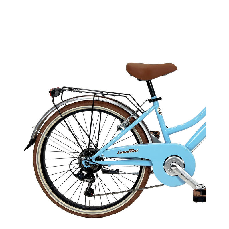 Bicicletă pentru fete Dolce Vita JUNIOR 24" cu coș - Albastru deschis