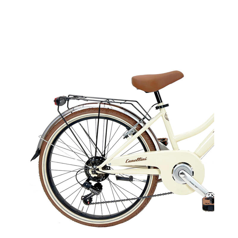 Bicicleta de menina Dolce Vita by Canellini JUNIOR 24" com cesto - Creme