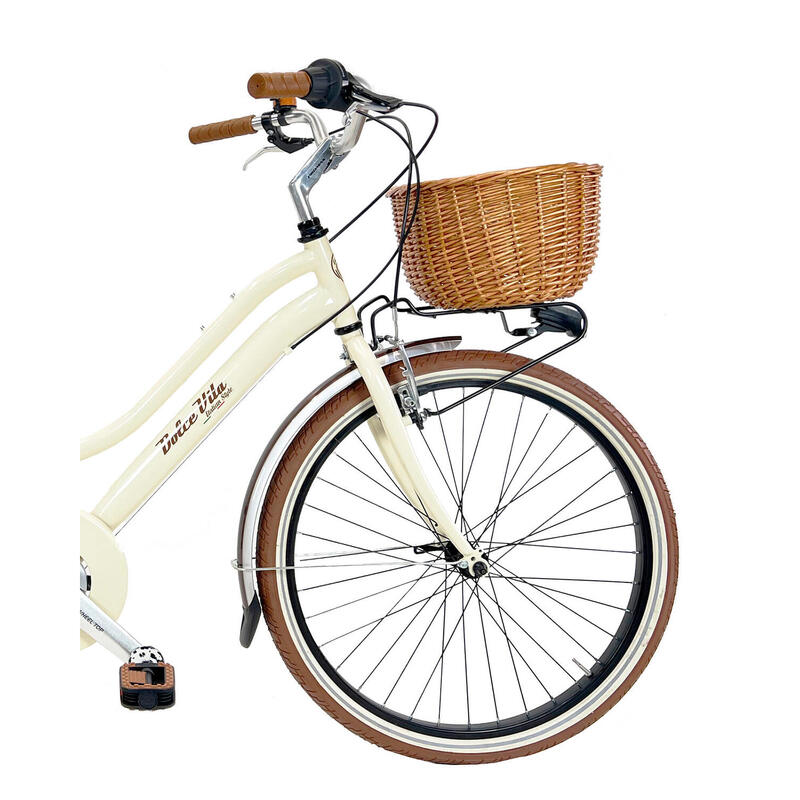Bicicleta de menina Dolce Vita by Canellini JUNIOR 24" com cesto - Creme