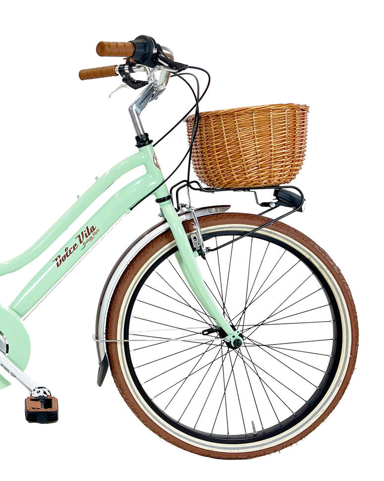 Rower Dziecięcy Dolce Vita by Canellini JUNIOR 24"  z koszykiem - Jasnozielony