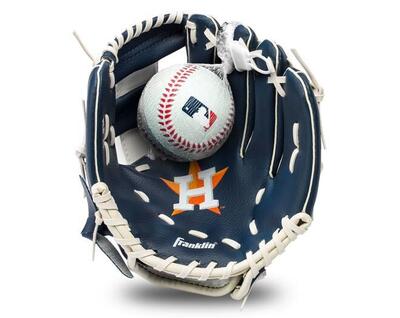 Franklin 9.5 inch jeugd mlb handschoen en ballen set team astros