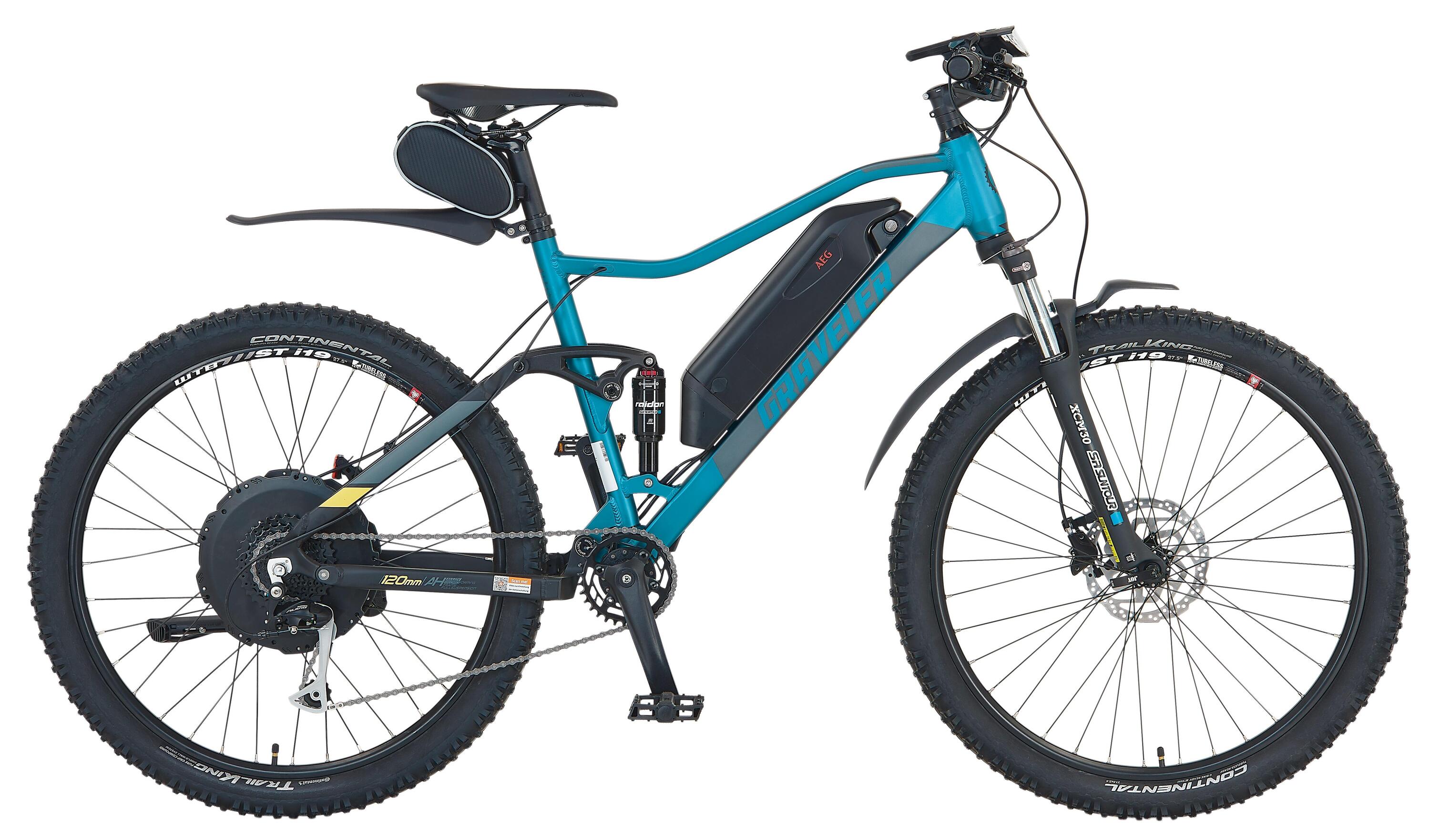 PROPHETE E-MTB Graveler 27,5 inch, full suspension, 9 versnellingen, 499Wh, mat petrol