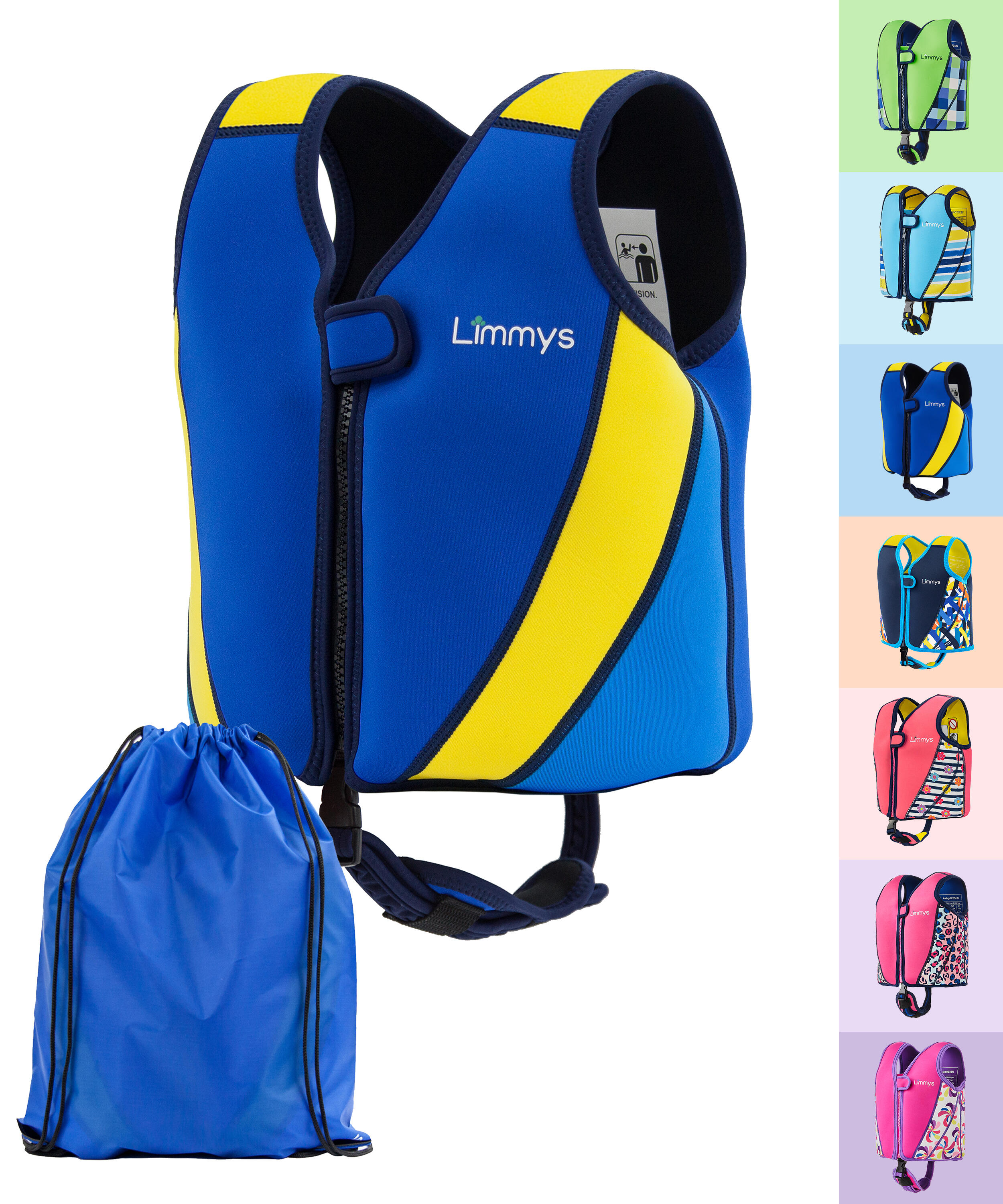 LIMMYS Limmys Premium neopreen zwemvest  kinderen - trekkoord tas inbegrepen