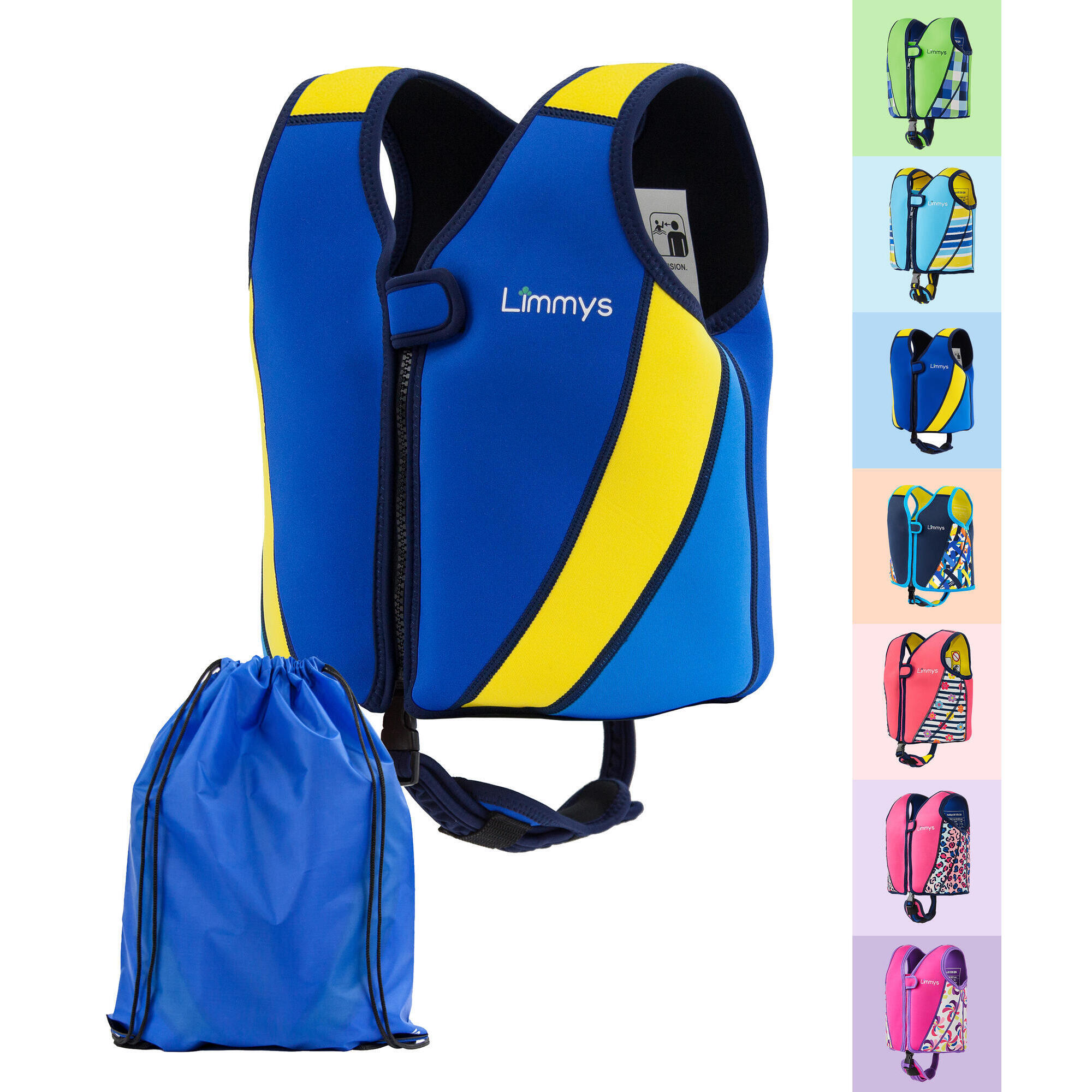 Colete de natação infantil de neoprene premium com bolsa com cordão