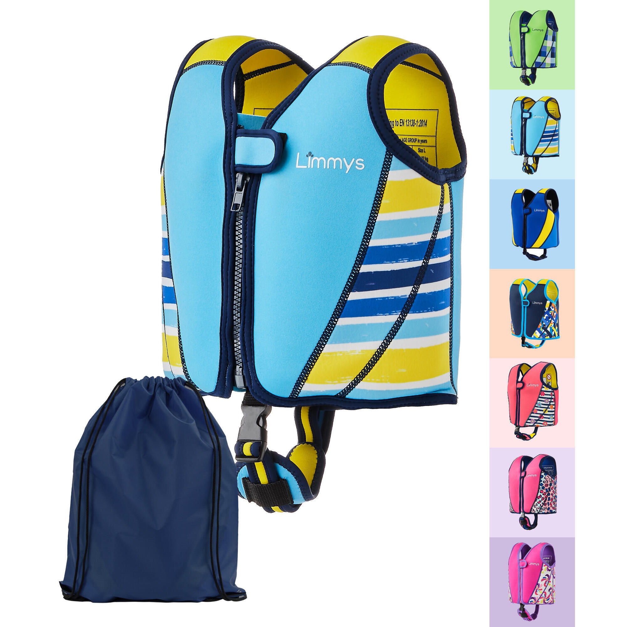 Limmys - Gilet De Natation D'Entraînement En Néoprène Pour Enfants Avec Sac À Cordon - Gilet De Natation - Bleu - Moyen - Decathlon