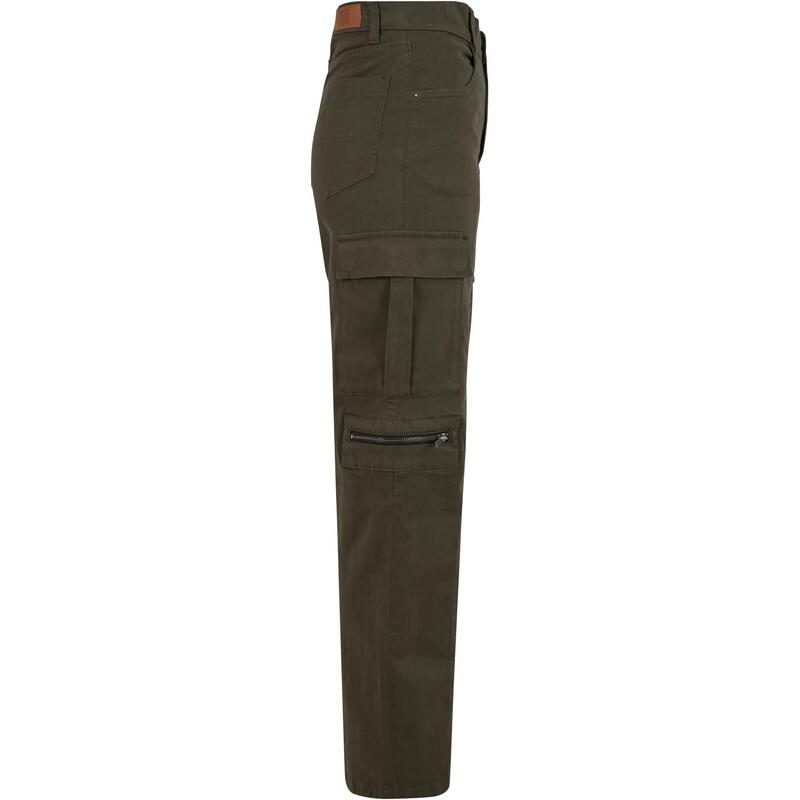 Dames Utility Twill Stretch Losse Cargo Broek (Zwart Olijf)